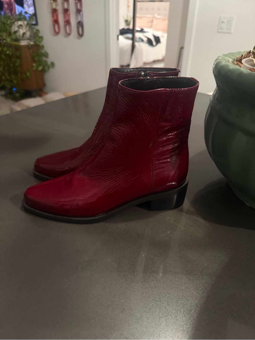Women's Red Leather Ankle Boots - [aquatalia]